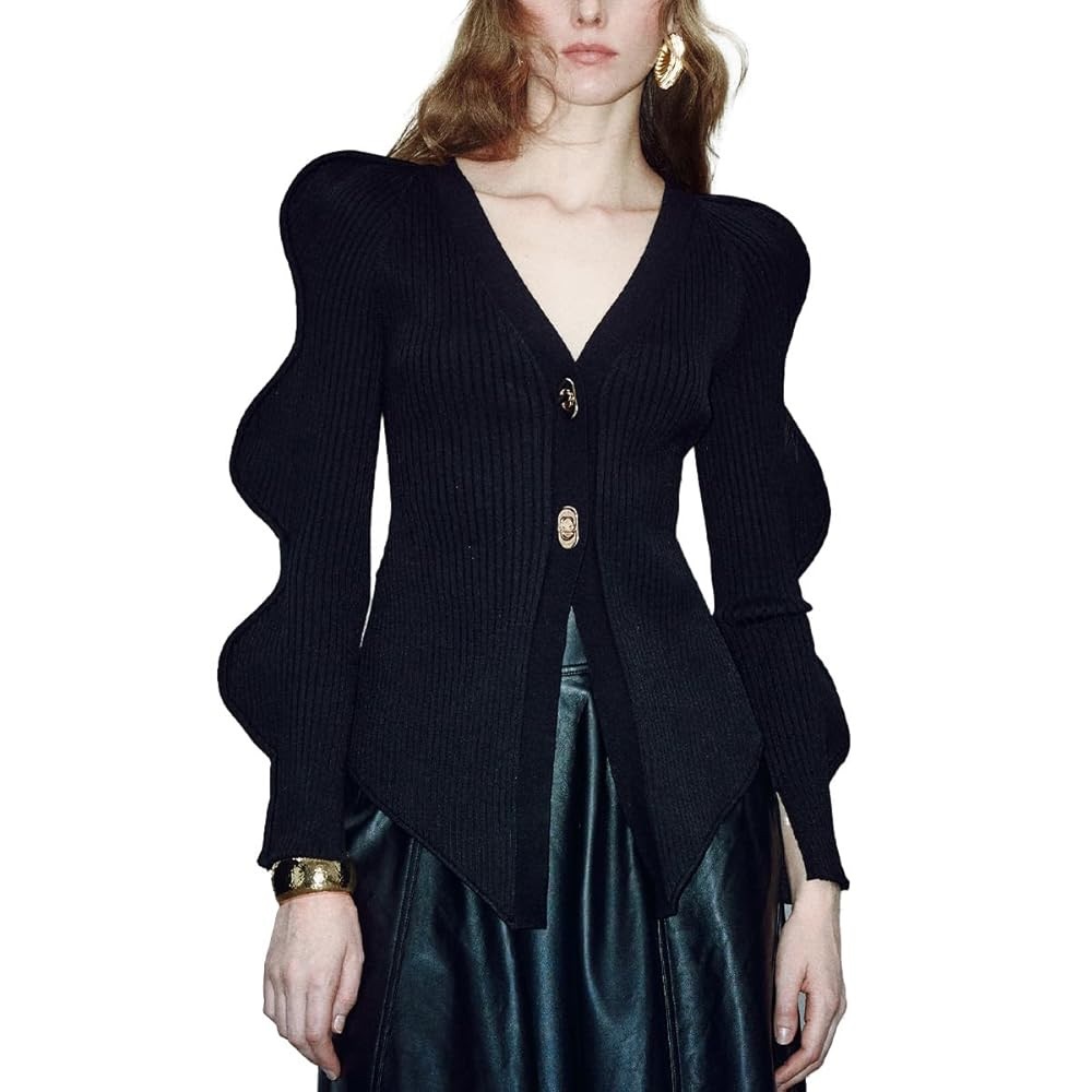 Urban Revivo Black Ribbed Knit Cardigan